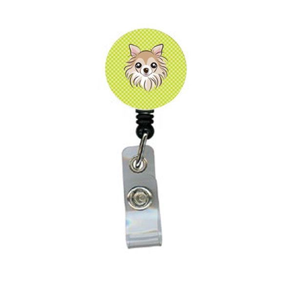 Teachers Aid Checkerboard Lime Green Chihuahua Retractable Badge Reel TE892625